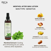 Rica Menthol After Wax Lotion for All Skin Type with Sun flower Oil, Jojoba Oil & Vitamin E - 250ml